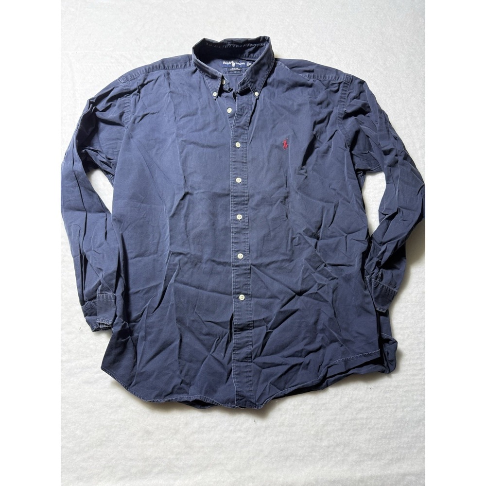 Polo Ralph Lauren Blake Shirt Mens XL Navy Button Front Long Sleeve Cotton - Picture 1 of 10